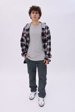 North Western Hooded Plaid Flannel Overshirt thumbnail 5