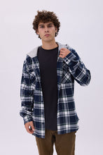 North Western Hooded Plaid Flannel Overshirt thumbnail 1