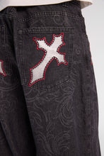 Cross Embroidered Laser Print Skater Jeans thumbnail 2