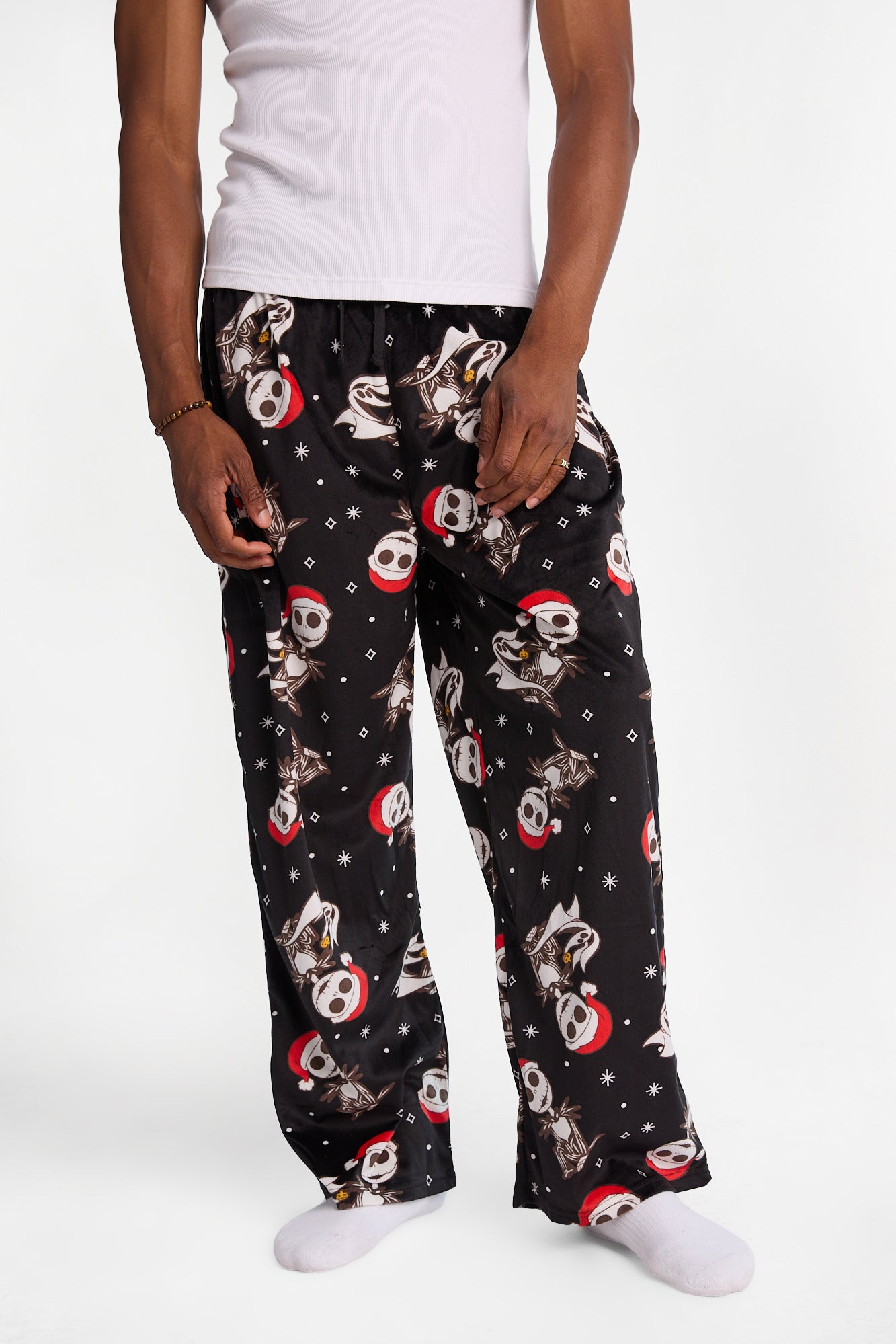 The Nightmare Before Christmas Santa Hat Silky Fleece Pajama Pants