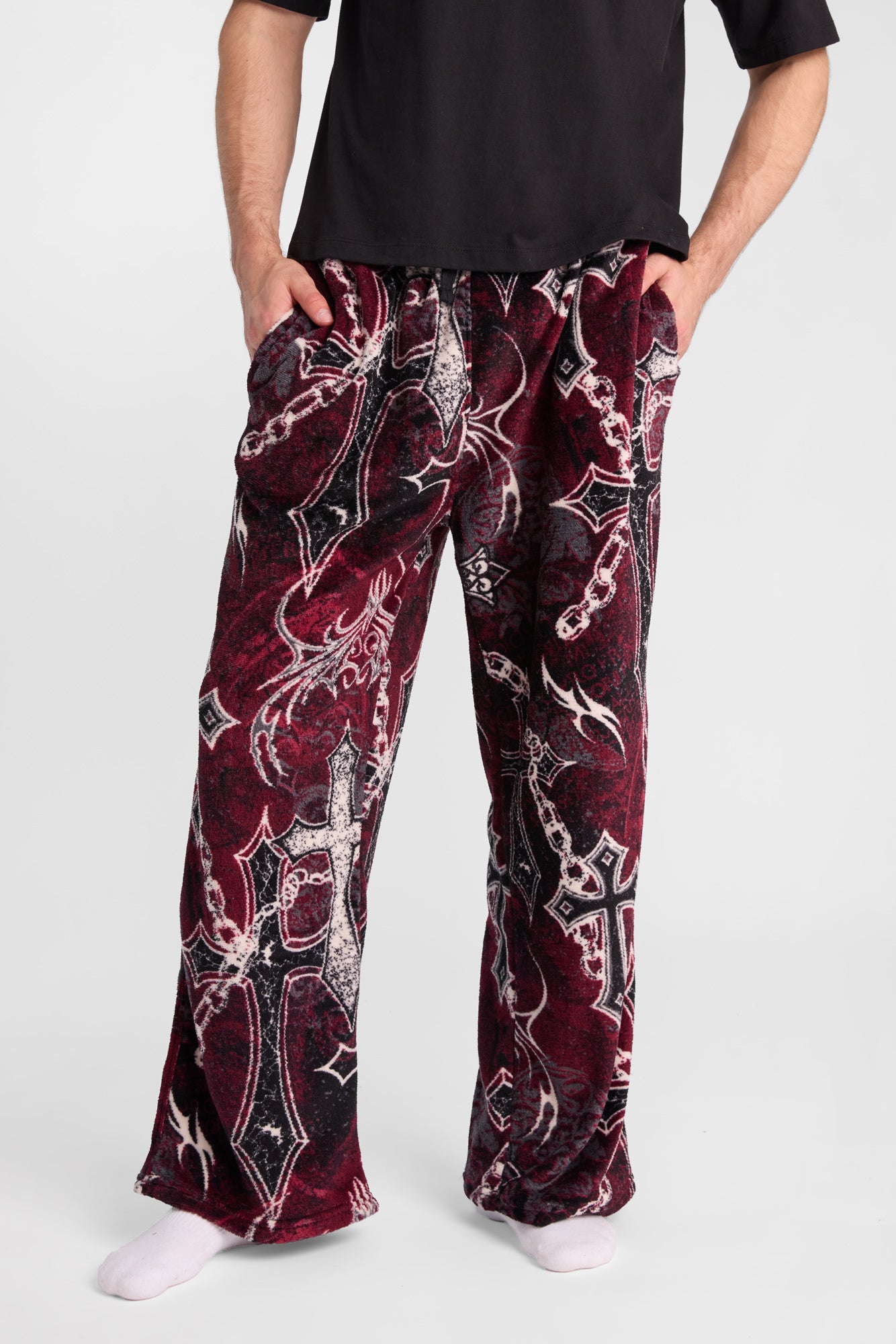 Chained Cross Print Pajama Pants