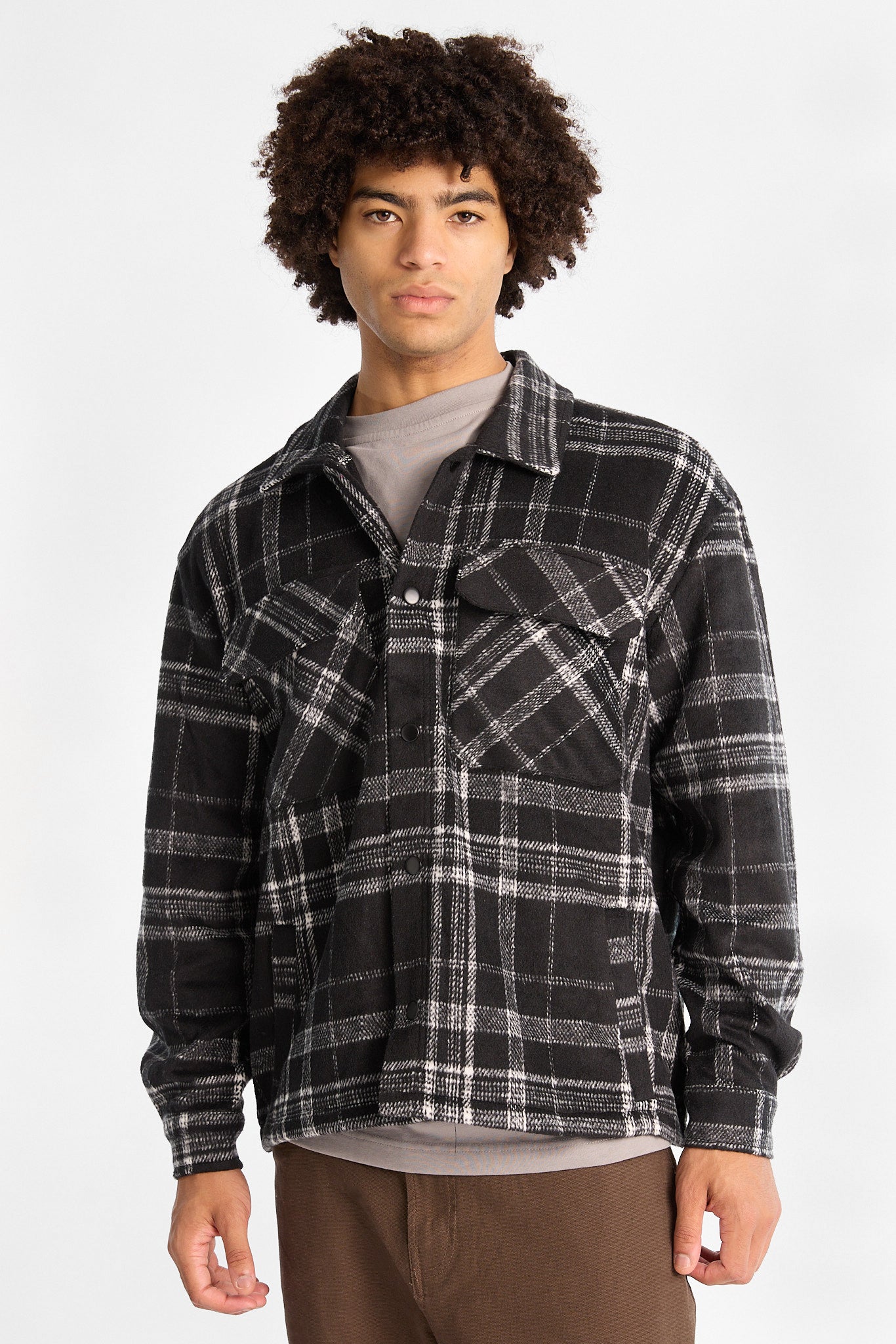 North Western Plaid Button-Up Shacket