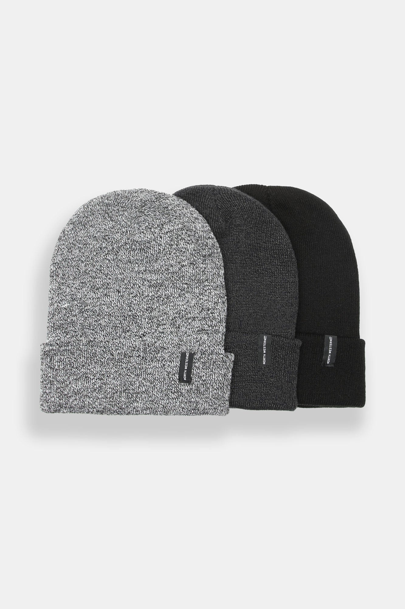 North Western Rolled Cuffed Beanie 3-Pack