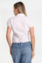 Chemise en coton popeline à manches courtes à nouer au dos thumbnail 3