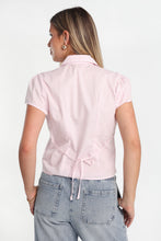 Chemise en coton popeline à manches courtes à nouer au dos thumbnail 7