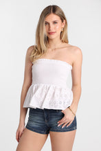 Cotton Eyelet Smocked Strapless Top thumbnail 1