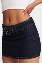 Mid Rise Belted Micro Denim Skort thumbnail 3