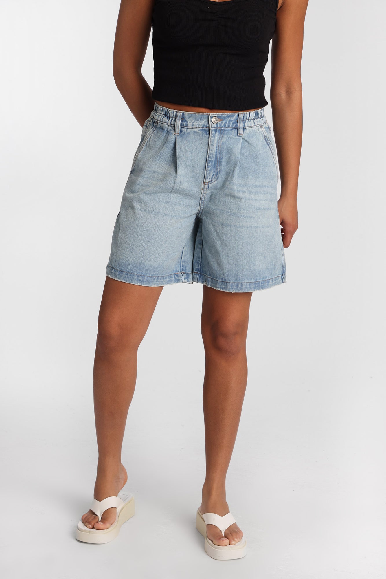 High Rise Stretch Waistband Trouser Jorts