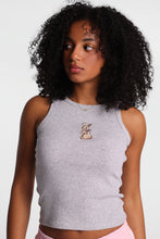 Bunny Embroidered Ribbed Knit High Neck Tank Top thumbnail 2