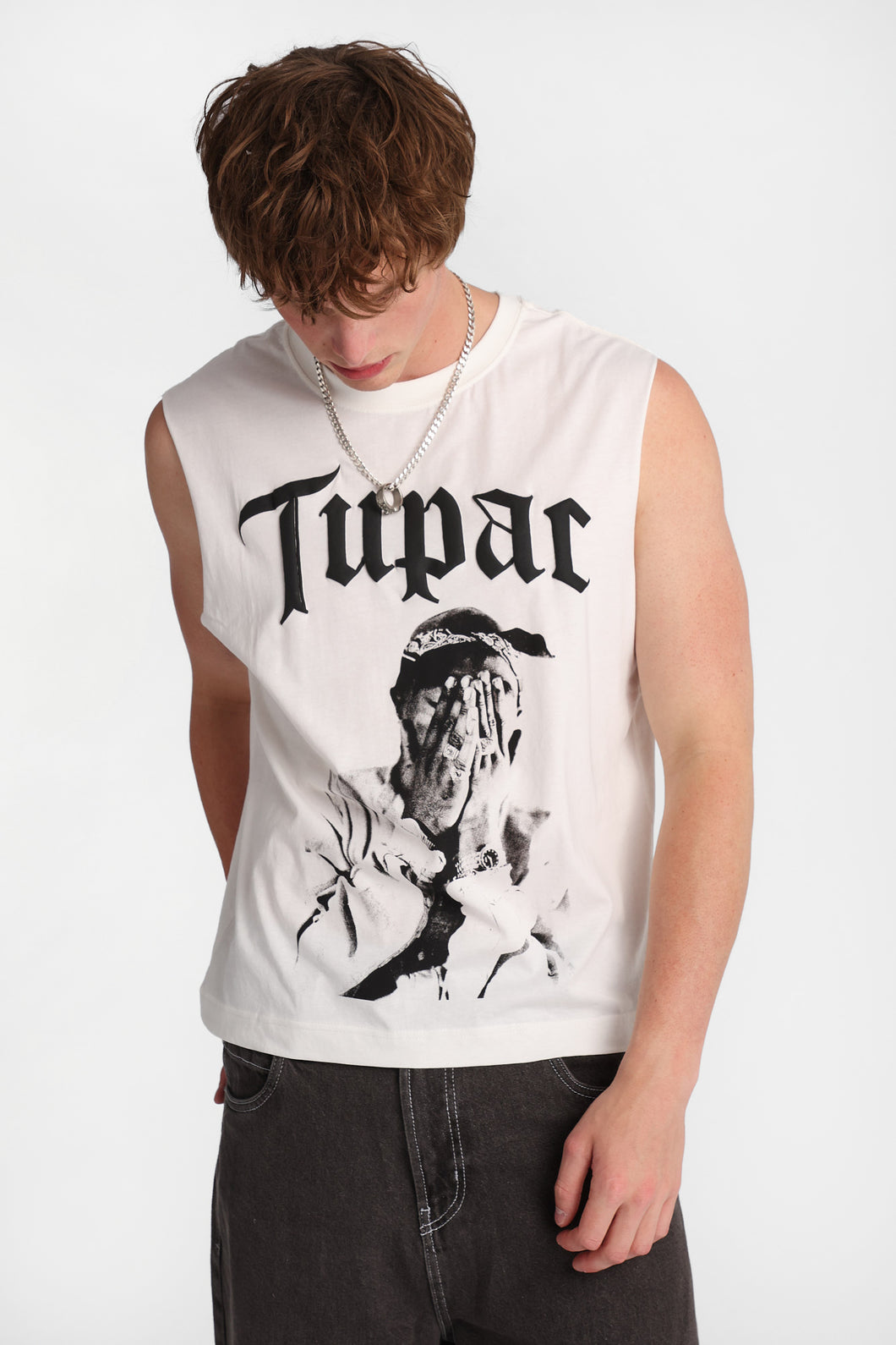 Tupac Puff Print Graphic Oversized Tank Top – Bluenotes