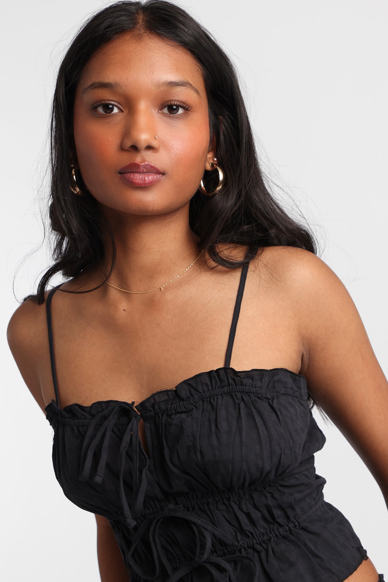 AERO Cotton Tie-Front Peplum Top – Bluenotes