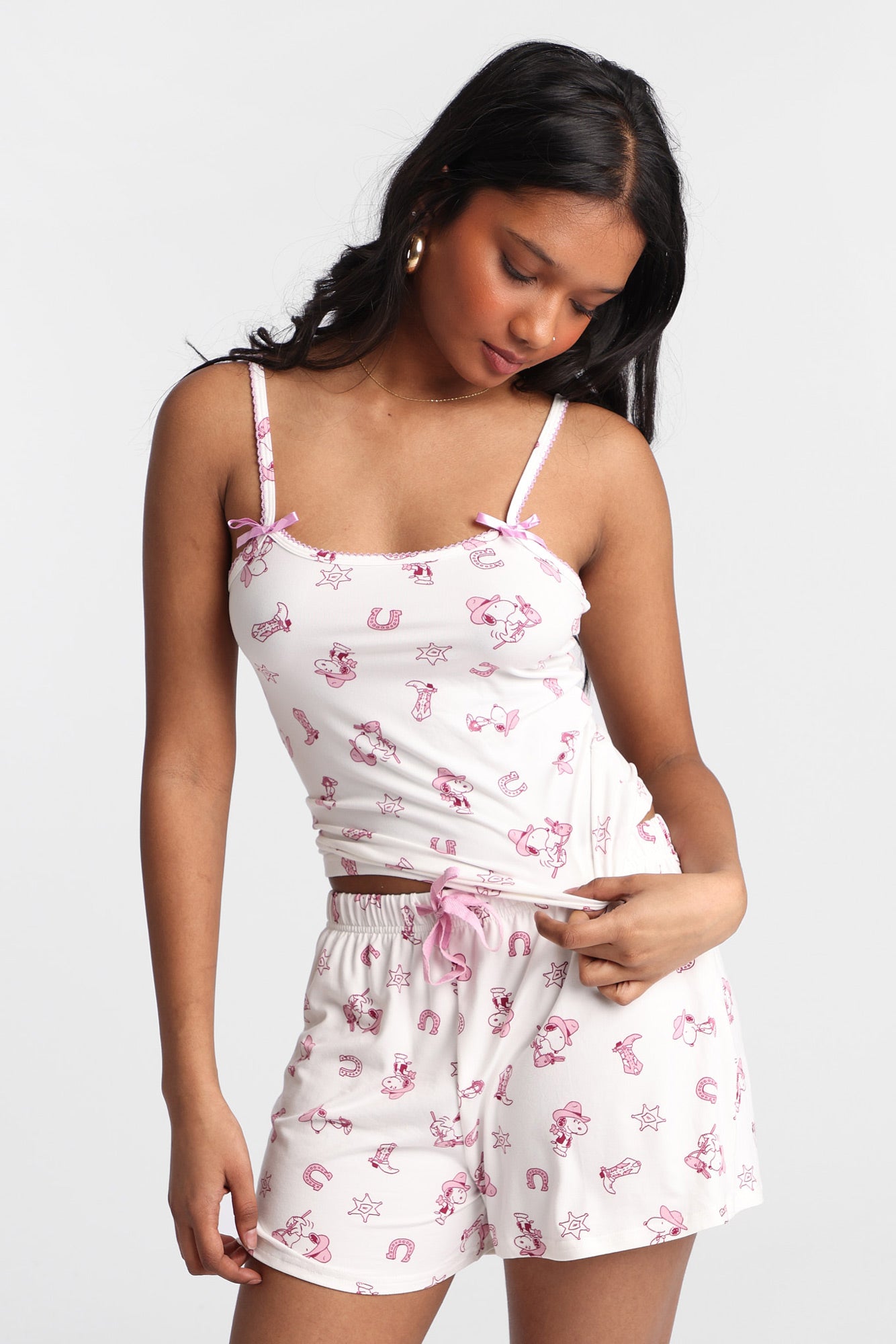 Peanuts Snoopy Western Graphic Super Soft Pajama Camisole & Shorts 2-Piece Set