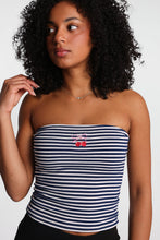 AERO Cherry & Bow Embroidered Graphic Striped Tube Top thumbnail 2