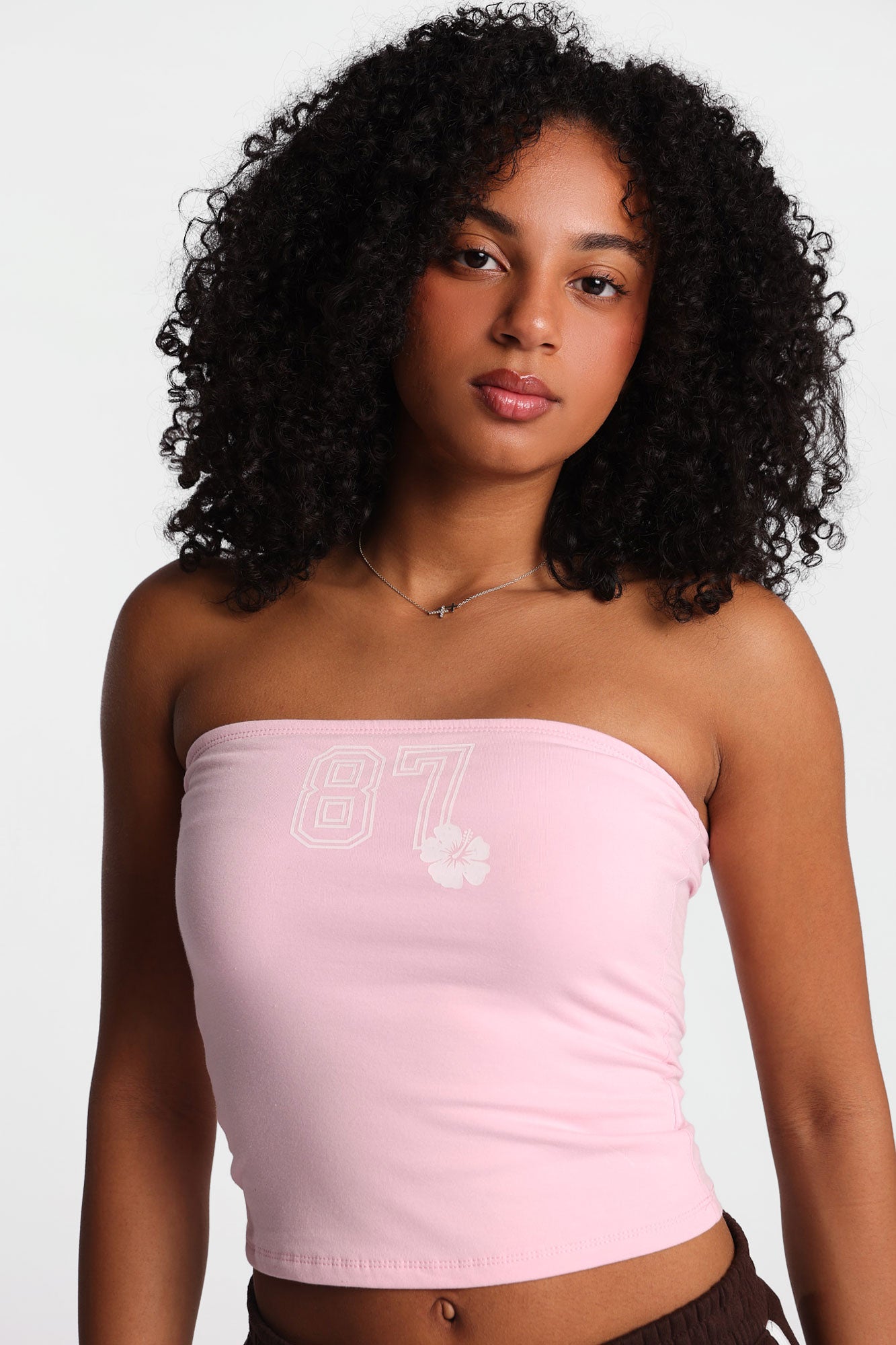 AERO 87 Hibiscus Flower Graphic Tube Top