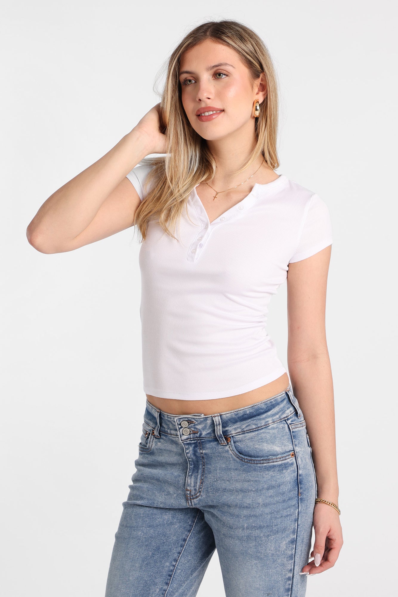 AERO Butterysoft Ribbed Knit Henley Tee