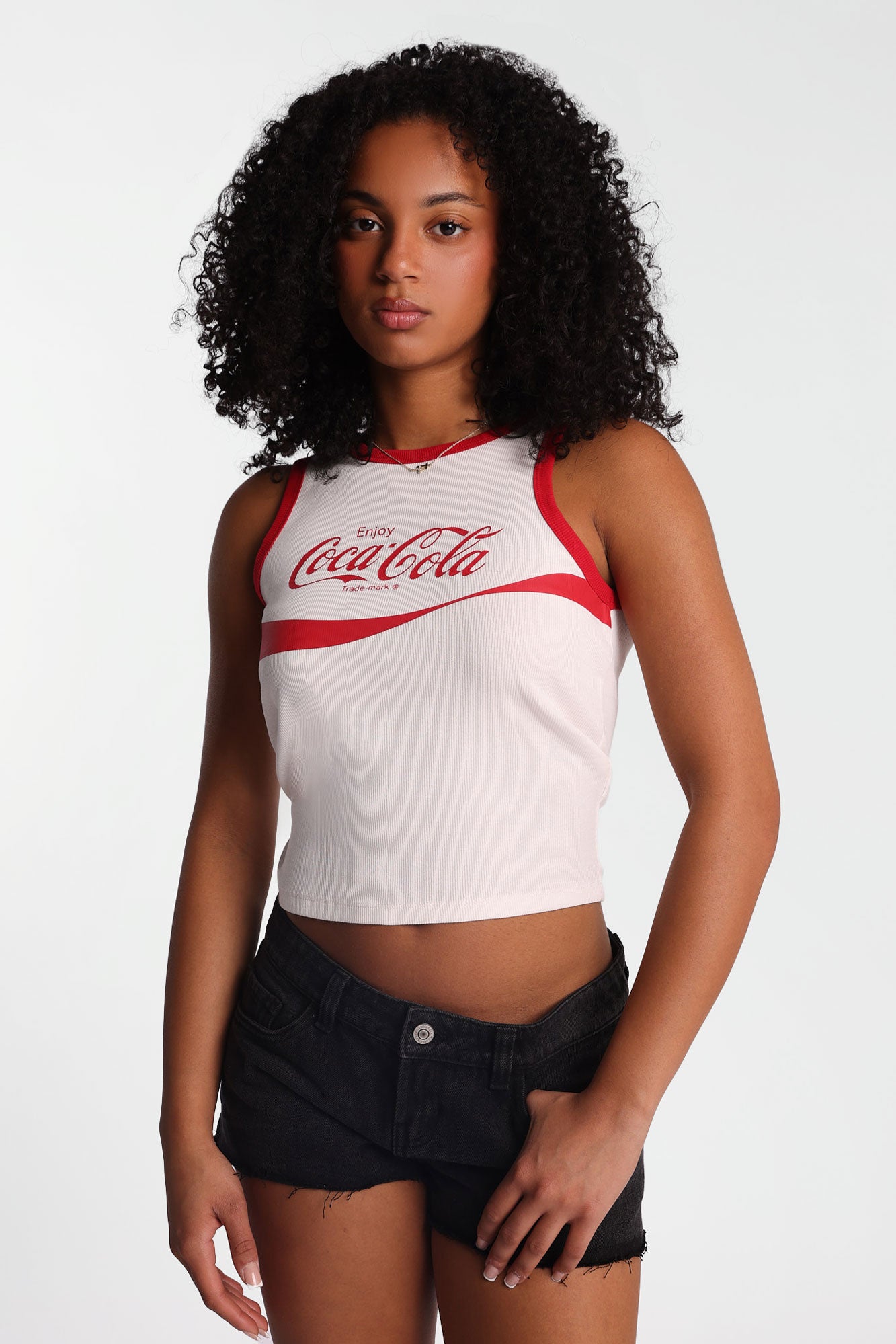 Enjoy Coca-Cola Graphic Ribbed Tank Top