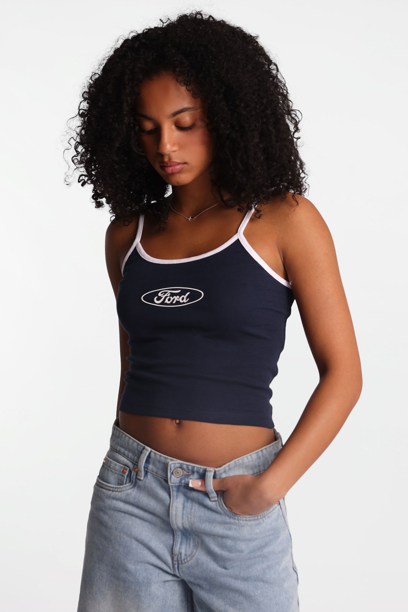 Ford Rhinestones Applique Graphic Camisole