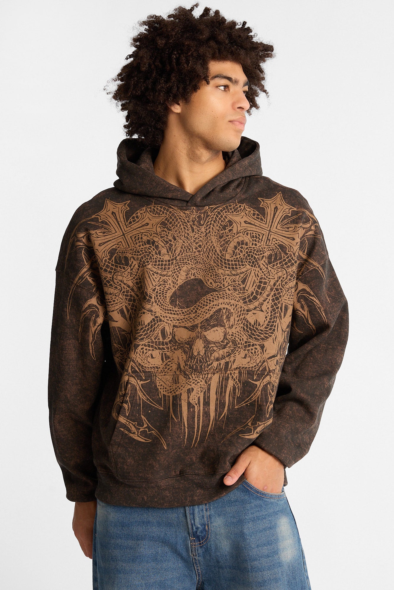 Arsenic Cobra Graphic Washed Boxy Hoodie