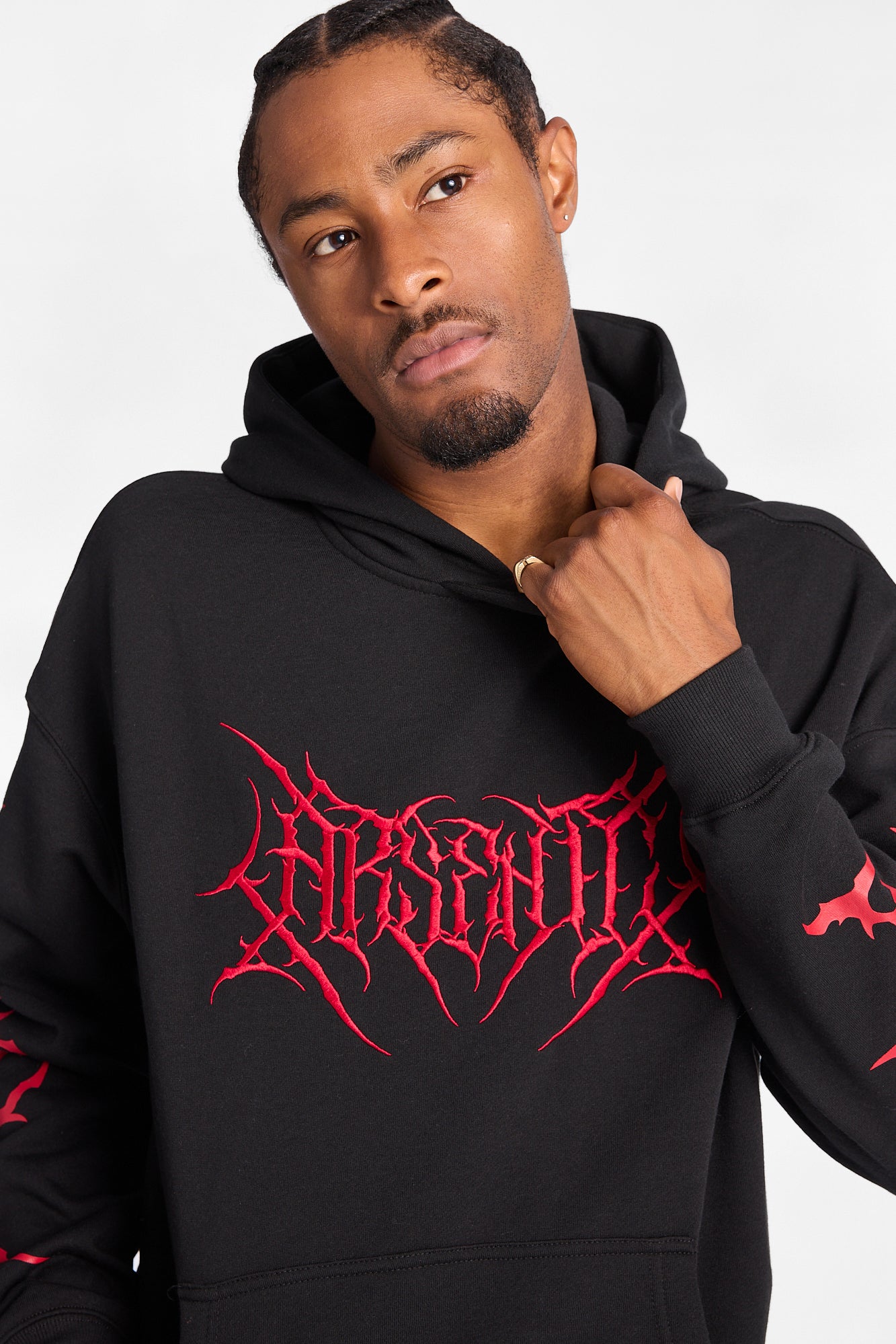 Arsenic Embroidered Graphic Boxy Hoodie – Bluenotes