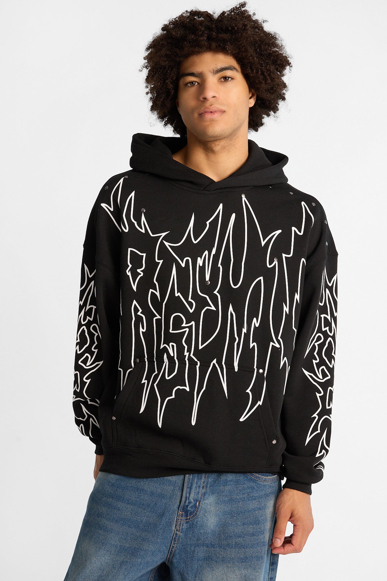 Arsenic Graphic Studded Washed Boxy Hoodie