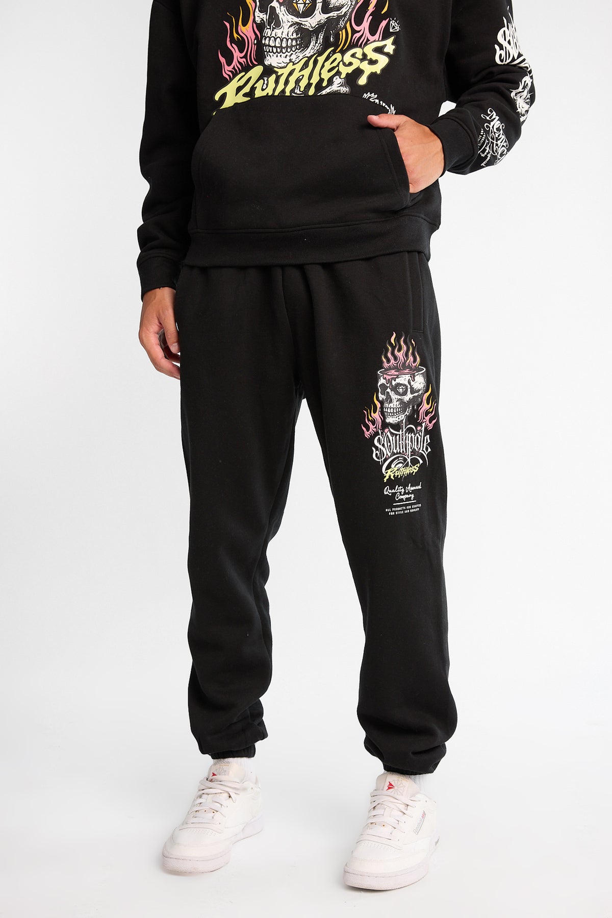 Southpole Ruthless Skull Graphic Cinched Sweatpants