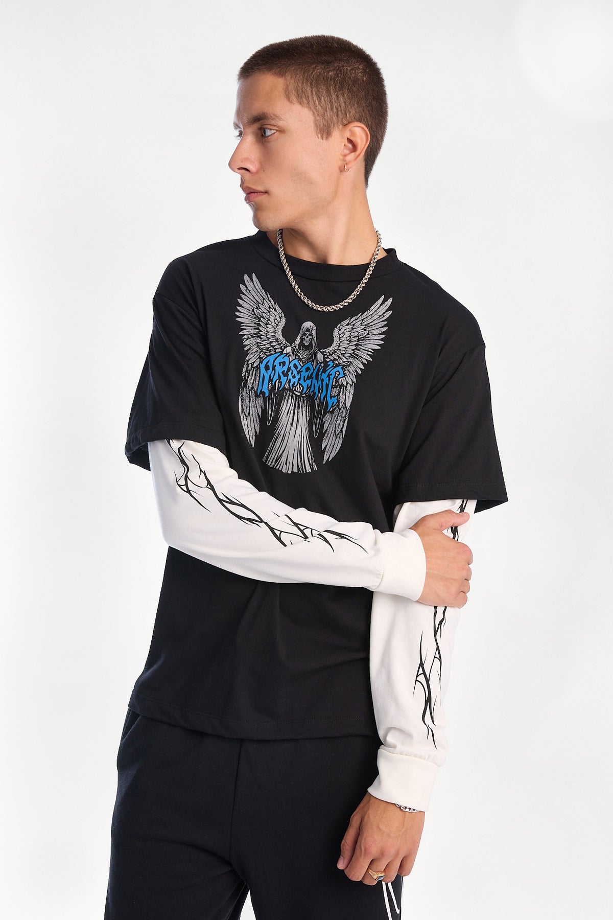 Arsenic Angel Graphic Layered Twofer Tee
