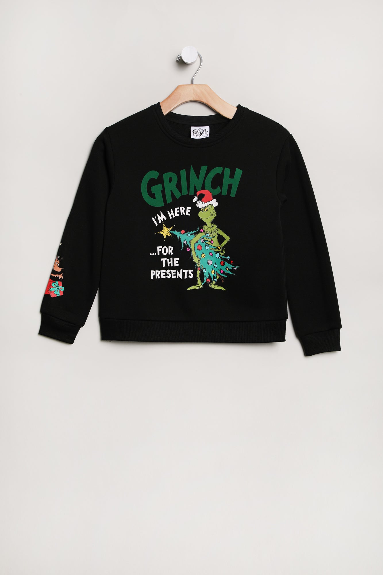 Girls' The Grinch And Max I'm Here For Presents Graphic Crew Neck Sweatshirt