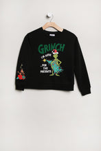 Girls' The Grinch And Max I'm Here For The Presents Graphic Crew Neck Sweatshirt thumbnail 3