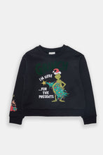 Girls' The Grinch Flocked Crew Neck Sweatshirt thumbnail 1