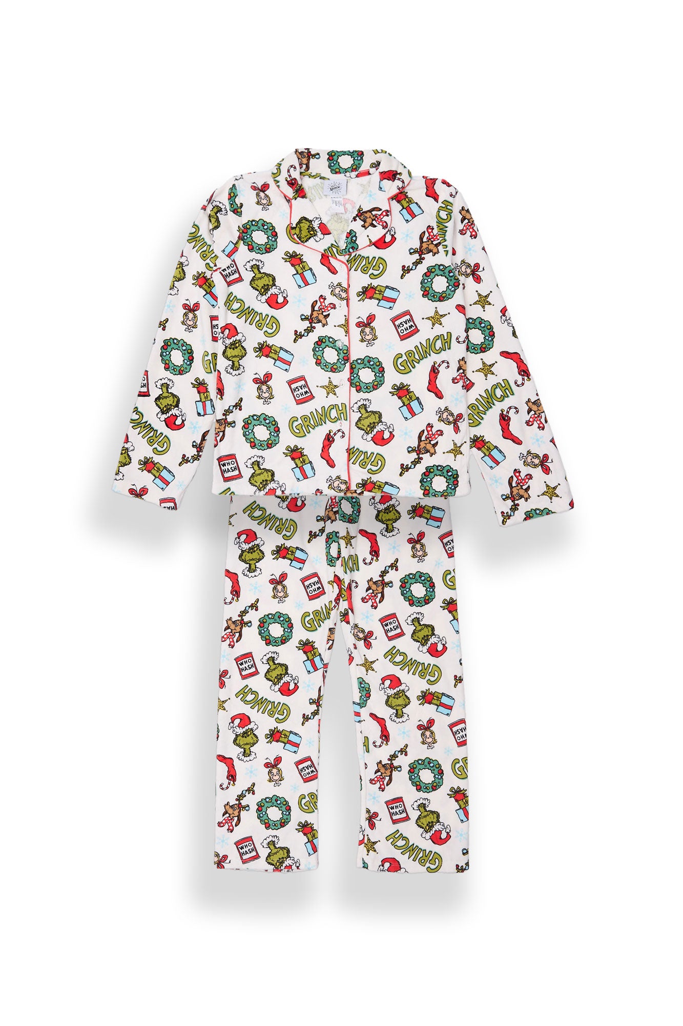 Girls' The Grinch Gifts Velour Pajama Dad Shirt And Pants 2-Piece Set