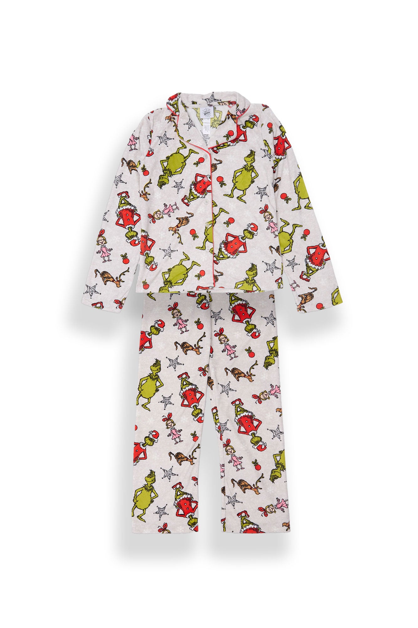 Girls' The Grinch Velour Pajama Dad Shirt And Pants 2-Piece Set