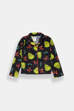 Girls' The Grinch Bow Velour Pajama Dad Shirt And Pants 2-Piece Set thumbnail 2