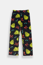 Girls' The Grinch Bow Velour Pajama Dad Shirt And Pants 2-Piece Set thumbnail 3