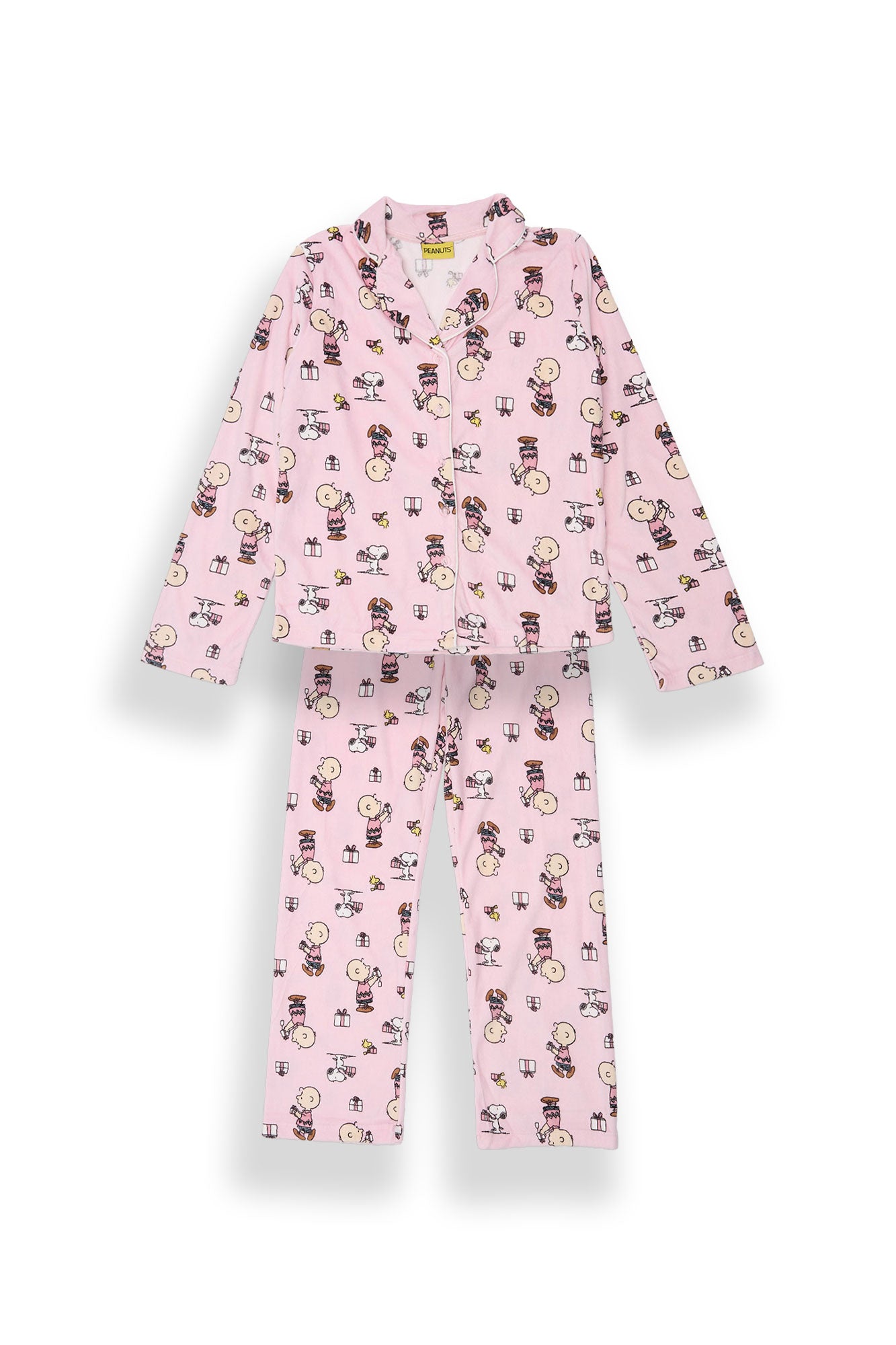 Girls' Peanuts Gift Velour Pajama Dad Shirt And Pants 2-Piece Set