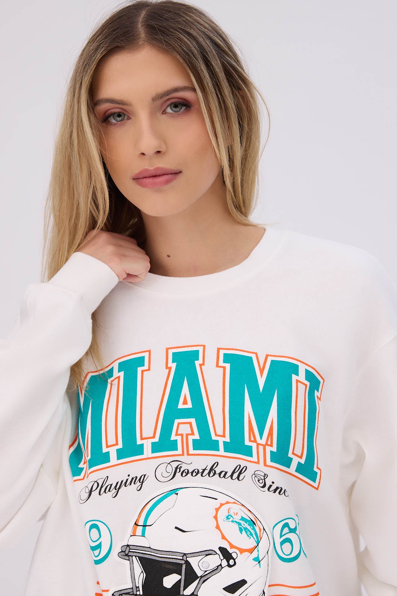 Miami Dolphins Graphic Crew Neck Sweatshirt Bluenotes