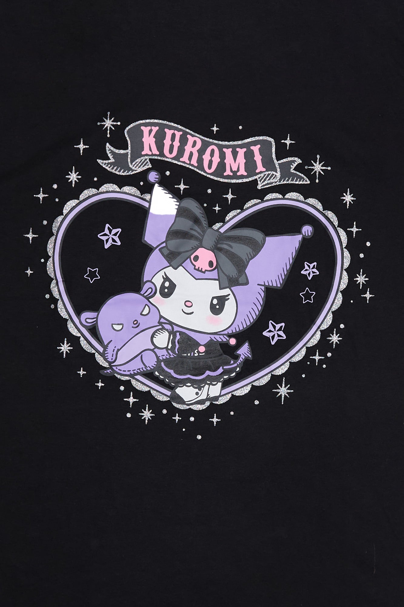 Kuromi Heart Graphic Glitter Relaxed Tee – Bluenotes