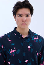 AERO Tropical Flamingo Print Short Sleeve Resort Shirt thumbnail 2