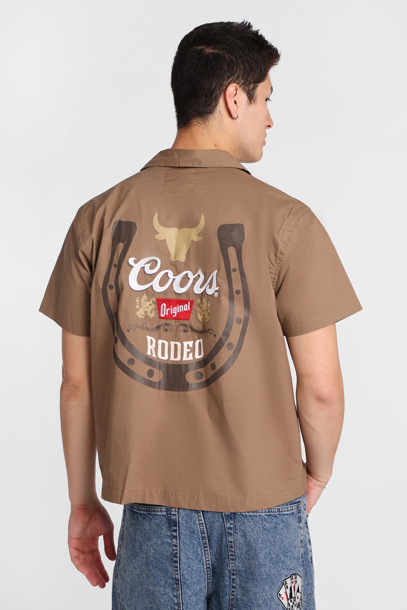 Coors Horseshoe Embroidered Patch Button-Up Shirt