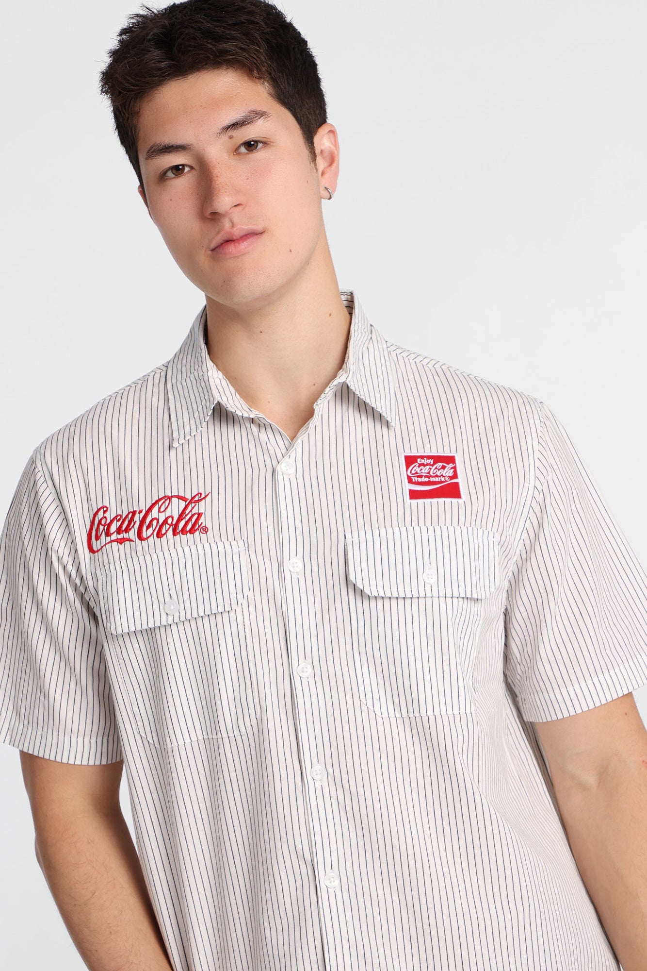 Coca-Cola Embroidered Patch Button-Up Shirt – Bluenotes
