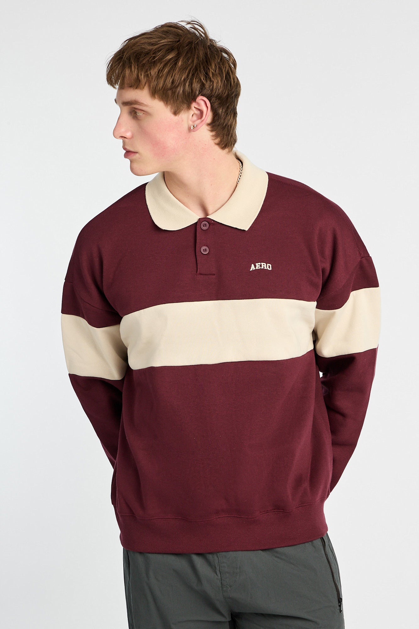 Polo à manches longues en blocs de couleurs AERO