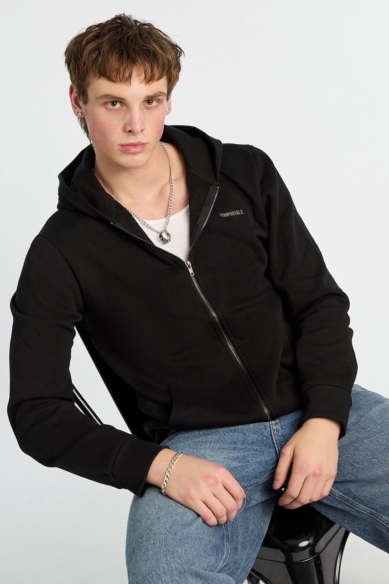 Aéropostale Embroidered Zip-Up Hoodie