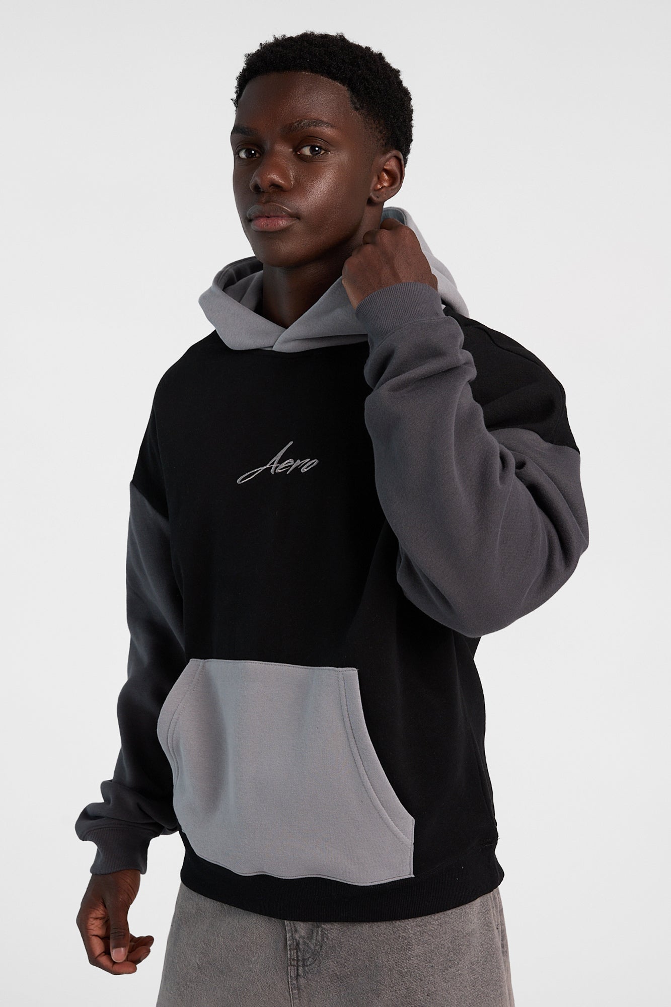 AERO Cloud Soft Fleece Colour Block Boxy Hoodie