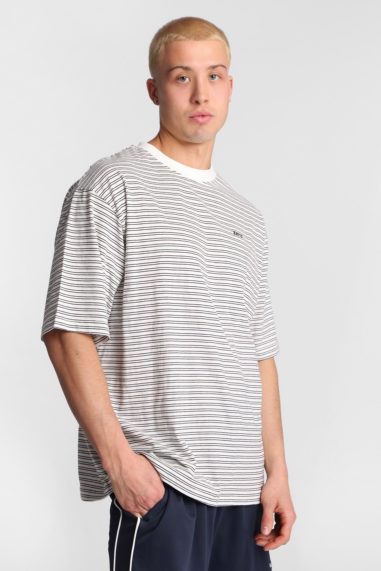 AERO Embroidered Striped Oversized Tee