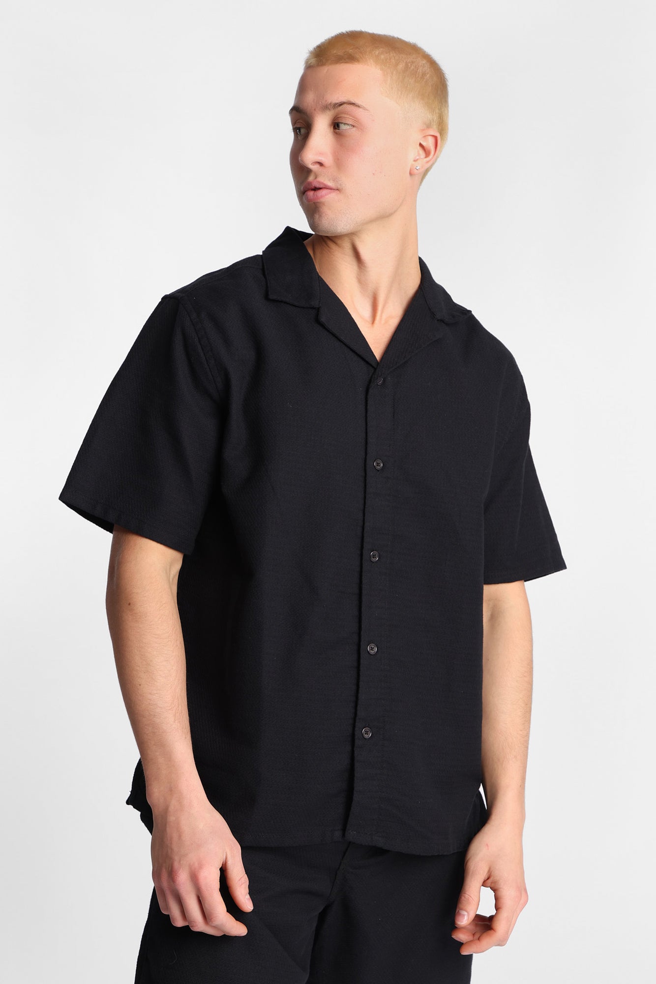 AERO Textured Chevron Short Sleeve Button-Up Shirt