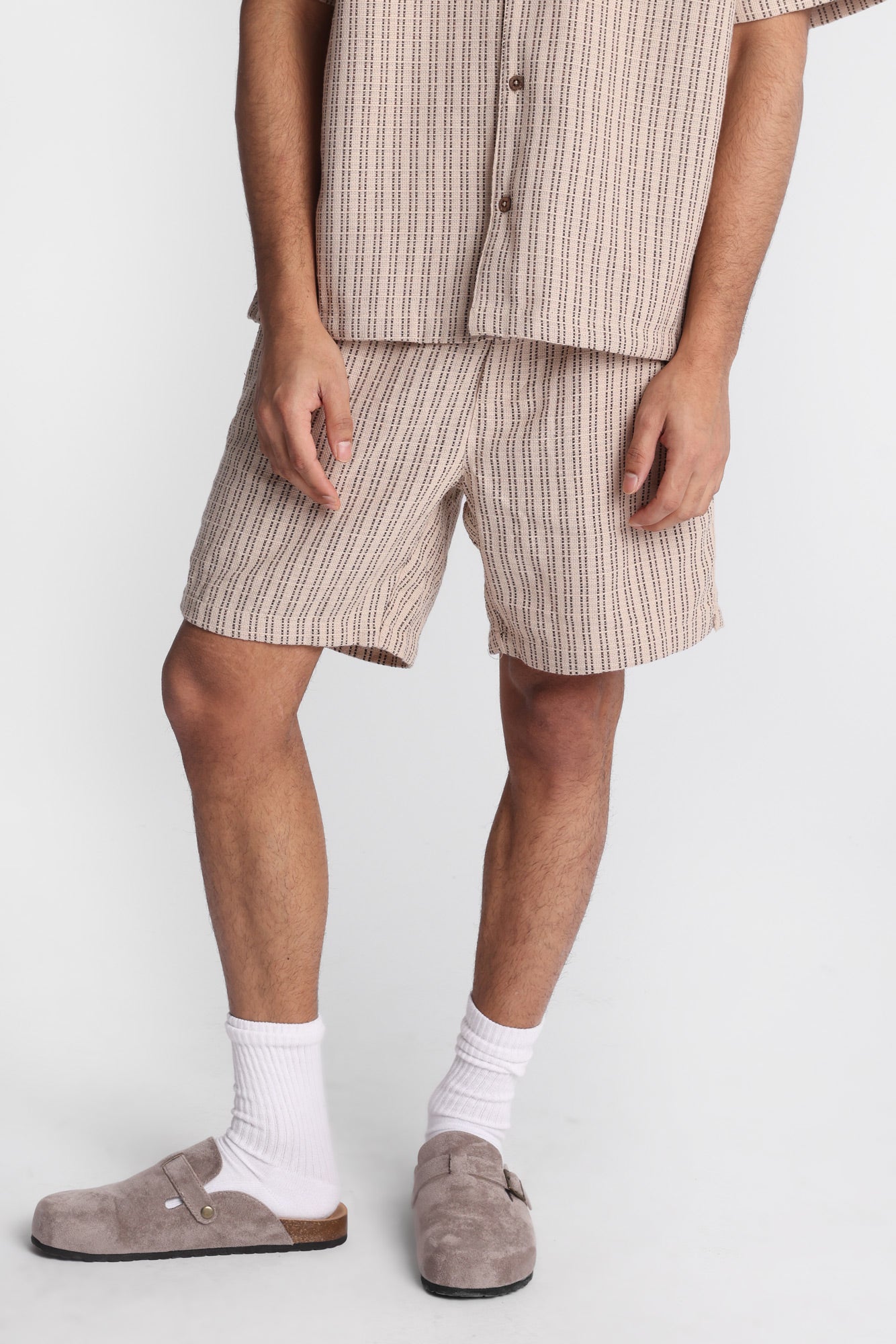 Textured Striped Knit Shorts