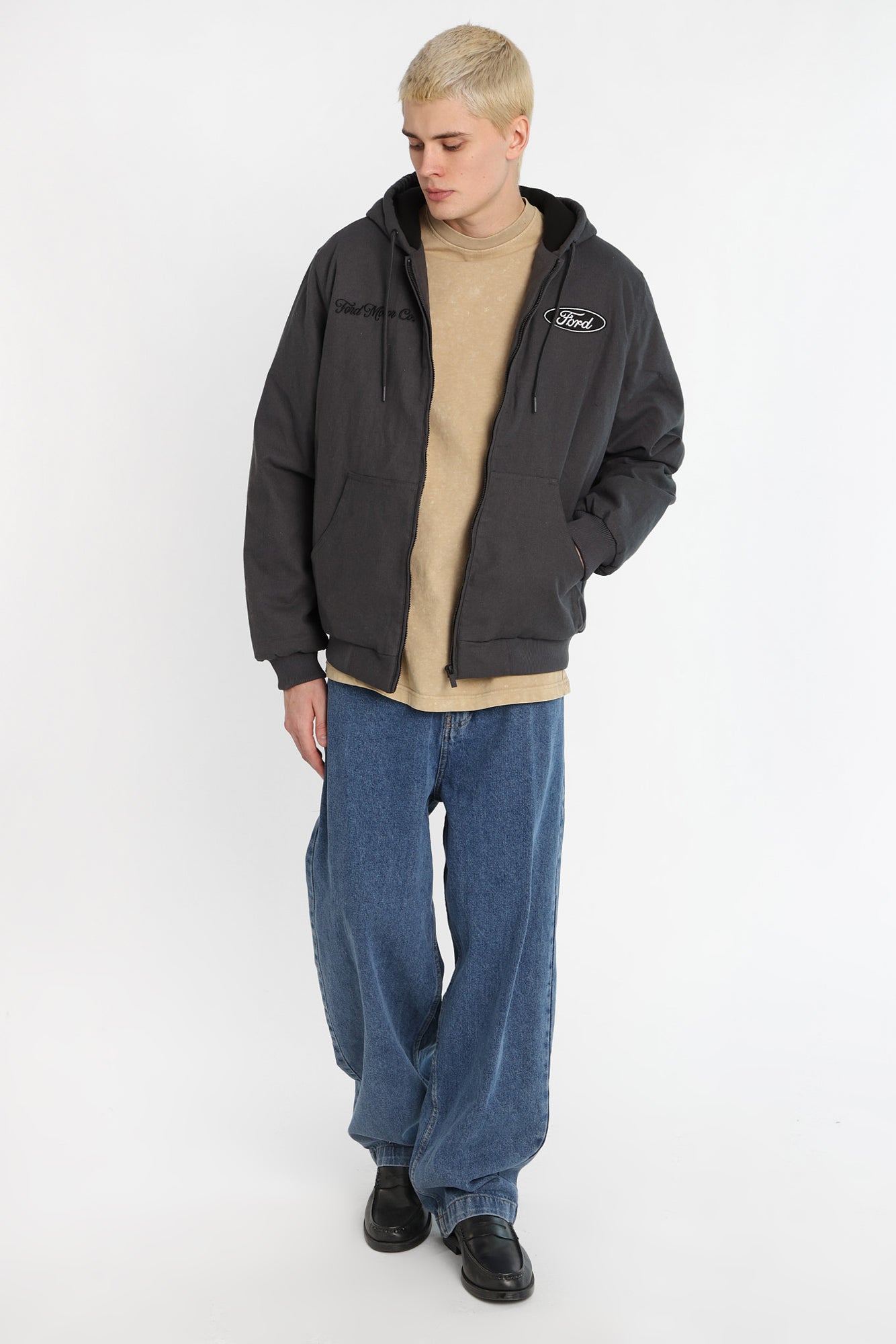 Ford Motor Co. Embroidered Cotton Canvas Hooded Workwear Jacket