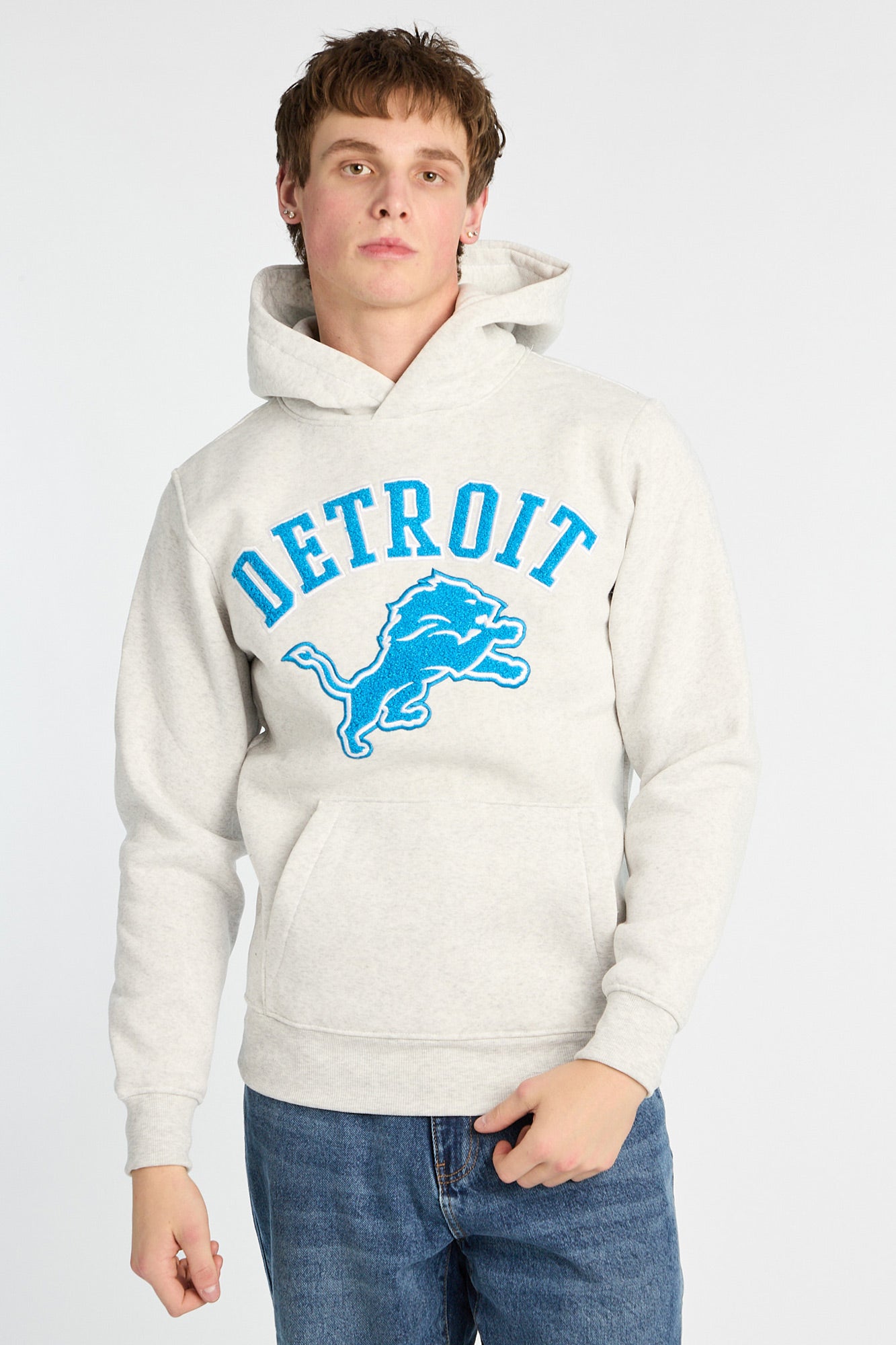 Pull a? capuchon appliqué chenille brodé Detroit Lions
