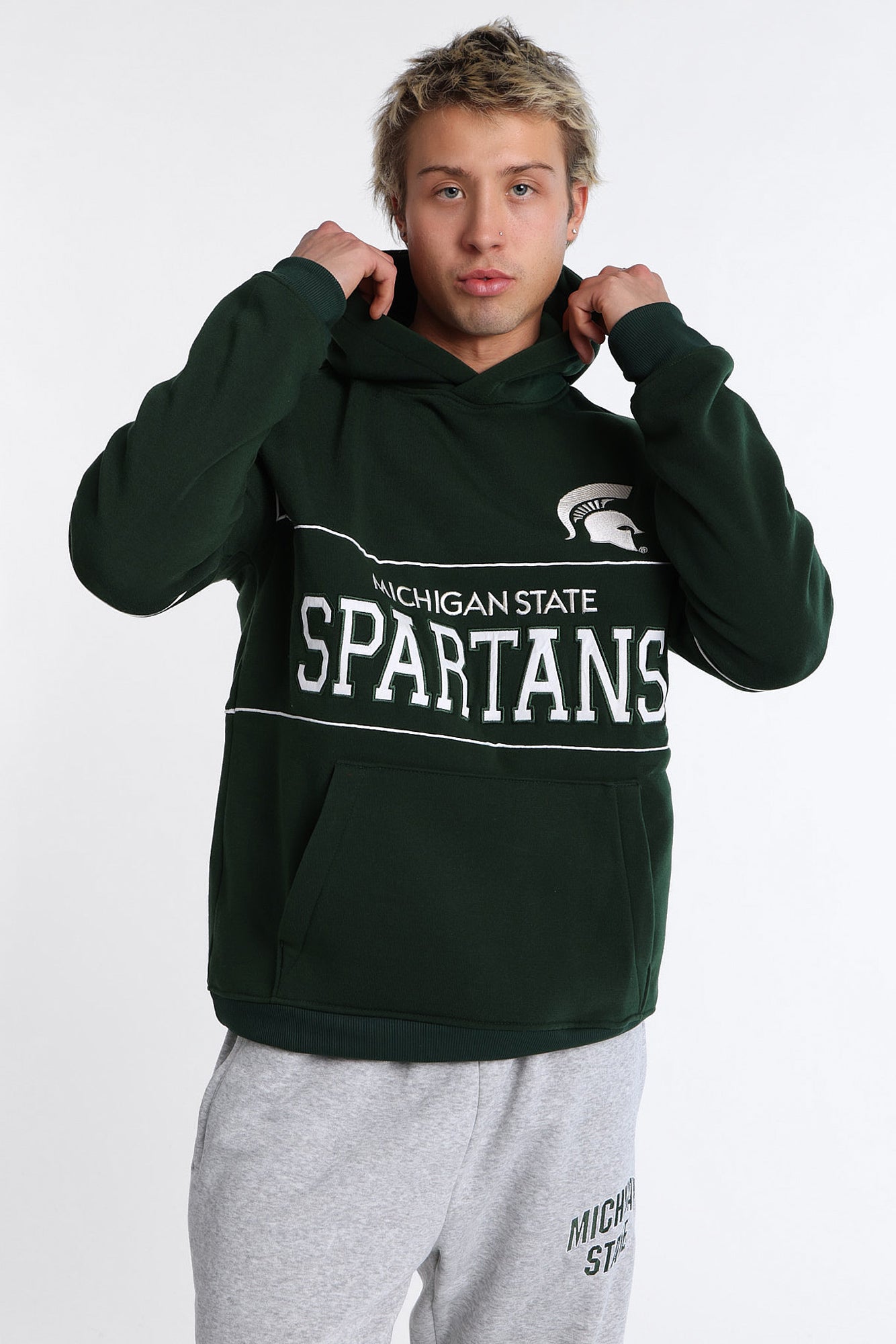 Pull a? capuchon à panneaux appliqué chenille Michigan State Spartans