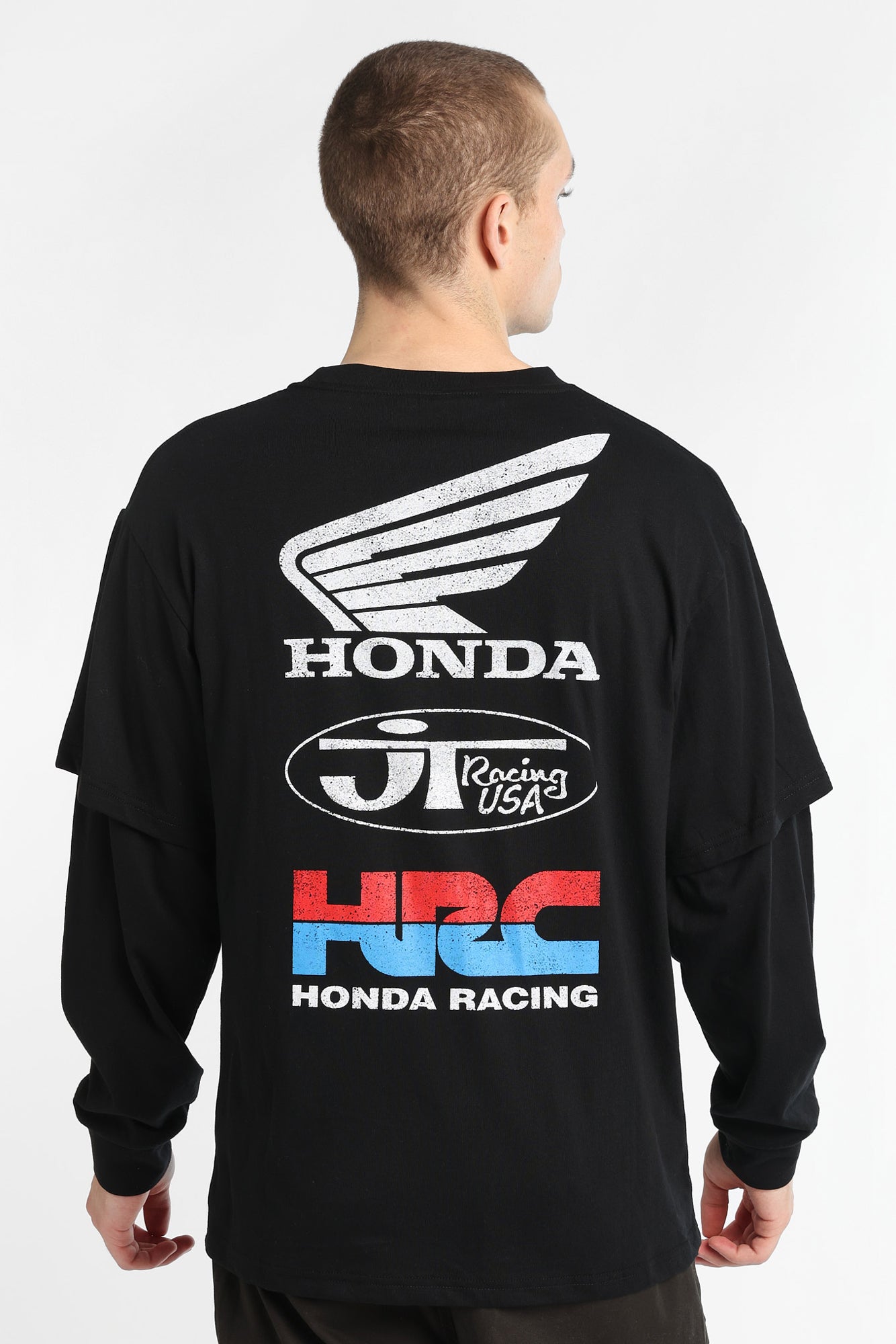 T-shirt superposé à manches longues surdimensionné Honda Racing USA