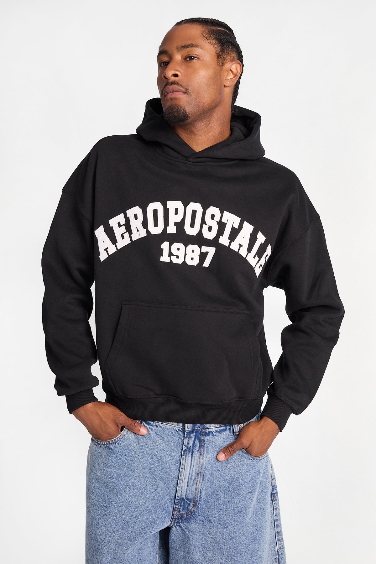 Aéropostale Cloud Soft Fleece Applique Boxy Hoodie